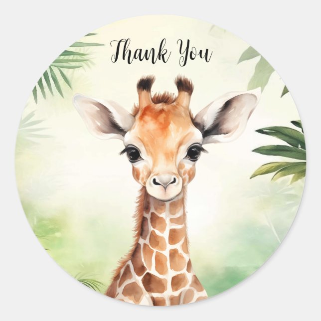 Niedliche Giraffe Jungle Baby Dusche Party schön Runder Aufkleber (Vorderseite)