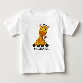 Niedliche Giraffe Jungle Cartoon Zoo Safari Name Baby T-shirt