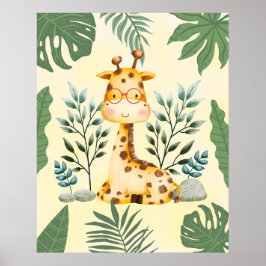 Niedliche Giraffe Jungle Glasses Kinderzimmer Deco Poster
