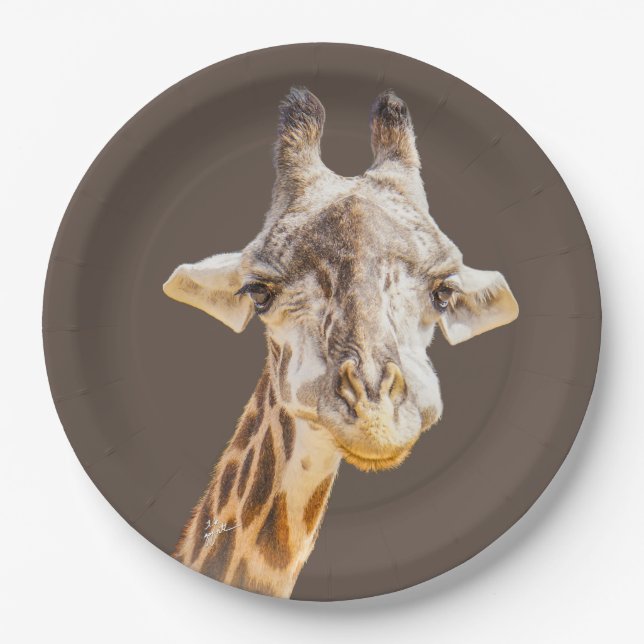 Niedliche Giraffe Jungle Tierfotografie Pappteller (Vorderseite)