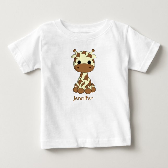 Niedliche Giraffe kawaii Cartoon Name Baby Shirt (Vorderseite)