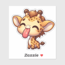 Niedliche Giraffe klebt an der Zunge Aufkleber