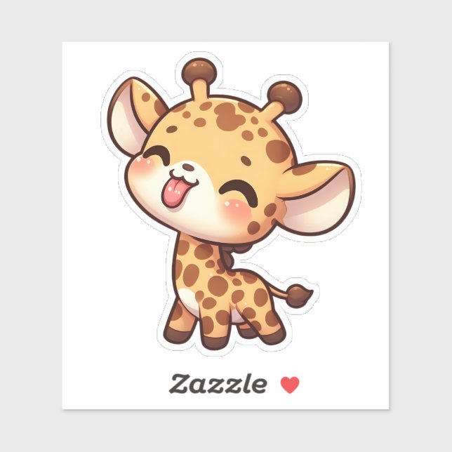 Niedliche Giraffe klebt an der Zunge Aufkleber (Blatt)