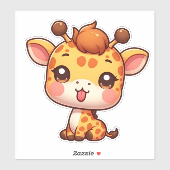 Niedliche Giraffe klebt an der Zunge Aufkleber (Blatt)