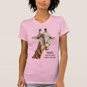 Niedliche Giraffe LÄCHELN Moderne lustige Zitat-Le T-Shirt