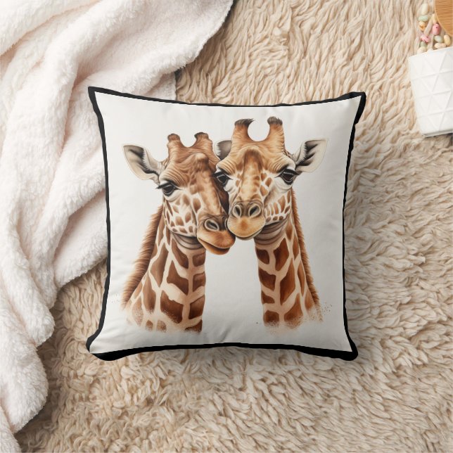 Niedliche Giraffe liebt Afrikanisches Tierwirbel-K Kissen (Decke)