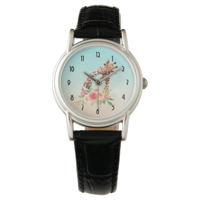 Niedliche Giraffe Mama & Baby Armbanduhr (Vorderseite)