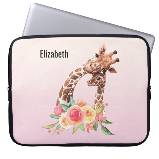 Niedliche Giraffe Mama & Baby Laptopschutzhülle (Vorderseite)