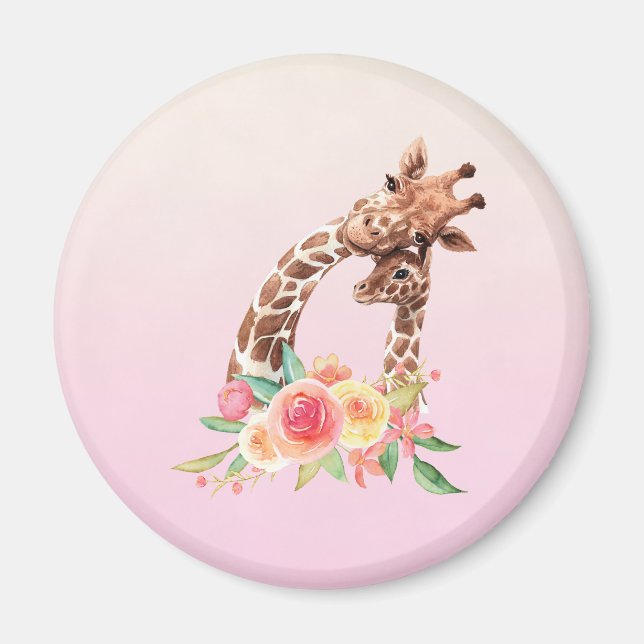 Niedliche Giraffe Mama & Baby Magnet (Vorne)