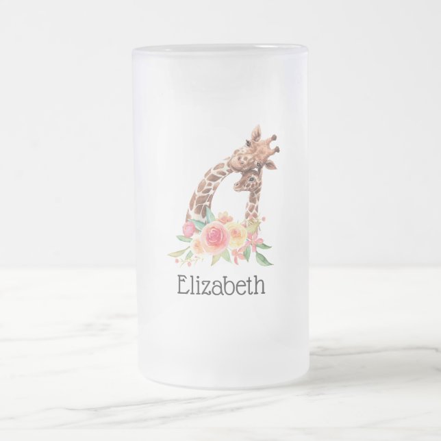 Niedliche Giraffe Mama & Baby Mattglas Bierglas (Mittel)