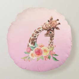 Niedliche Giraffe Mama & Baby Rundes Kissen