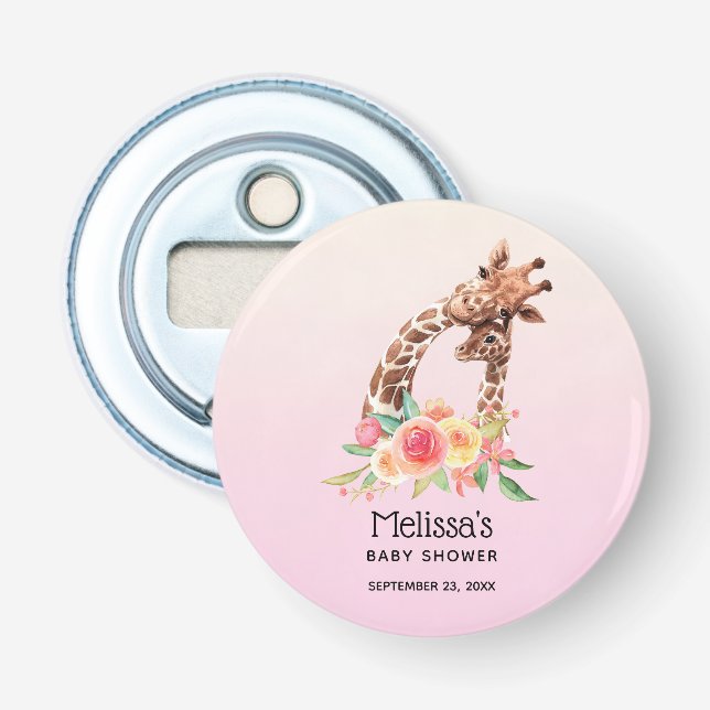 Niedliche Giraffe Mama & Baby Wasserfarbdusche Flaschenöffner (Vorderseite)