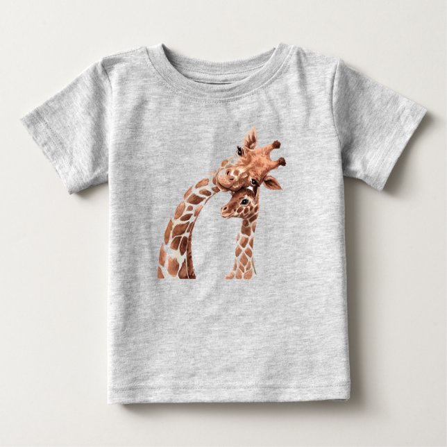 Niedliche Giraffe Mama oder Vater & Kalb Baby Baby T-shirt (Vorderseite)