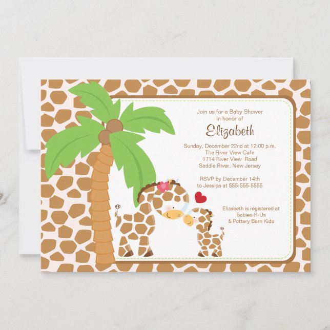 Niedliche Giraffe-Mama und Baby-Neutral-Baby-Dusch Einladung (Vorderseite)