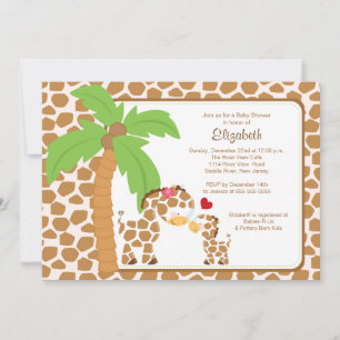 Niedliche Giraffe-Mama und Baby-Neutral-Baby-Dusch Einladung