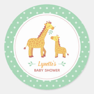 Niedliche Giraffe-Mama und Babydusche-Dekoration Runder Aufkleber
