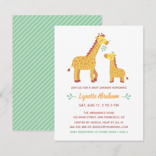 Niedliche Giraffe-Mama und Babydusche Einladung