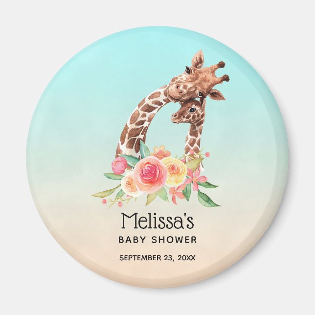 Niedliche Giraffe Mama und Babydusche Magnet (Vorne)