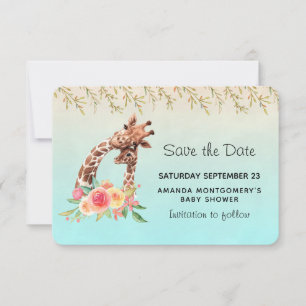 Niedliche Giraffe Mama und Babydusche Save The Date