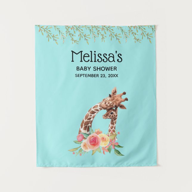 Niedliche Giraffe Mama und Babydusche Wandteppich (Vorderseite)