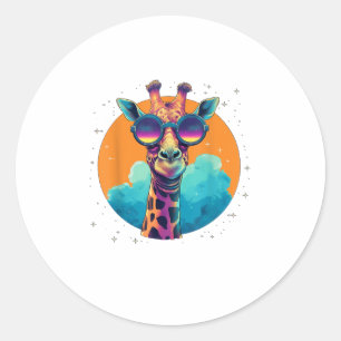 Niedliche Giraffe Männer Frauen Kinder _1 Runder Aufkleber