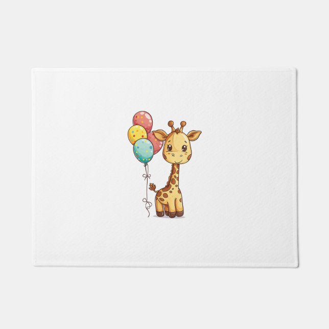 Niedliche Giraffe mit Balloons Fußmatte (Vorderseite)