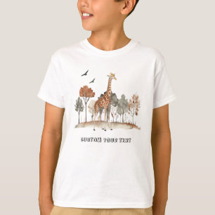 Niedliche Giraffe mit benutzerdefiniertem Text T-Shirt