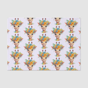 Niedliche Giraffe mit Blumenkrone Gemustert Seidenpapier