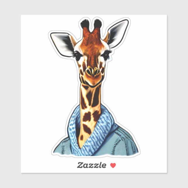 Niedliche Giraffe mit Denim Jacket Aufkleber (Blatt)