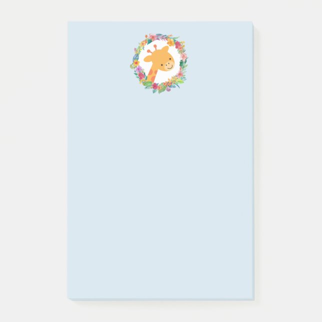 Niedliche Giraffe mit einem blumengeschmückten Wat Post-it Klebezettel (Vorderseite)
