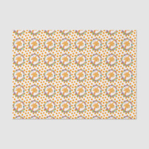 Niedliche Giraffe mit einem Blumenkranz auf Orange Seidenpapier