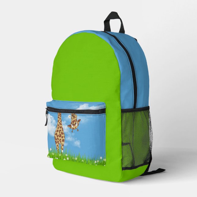 Niedliche Giraffe mit einem Daisy Bedruckter Rucksack (Rückseitige Ecke Rechts)