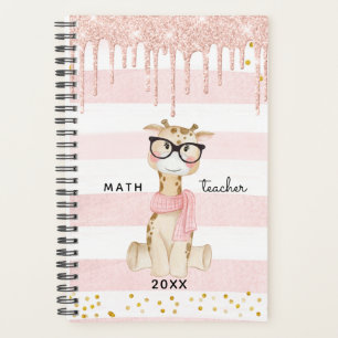Niedliche Giraffe mit Glasses Math Lehrer Planner Planer