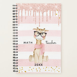 Niedliche Giraffe mit Glasses Math Lehrer Planner Planer