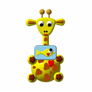 Niedliche Giraffe mit Goldfish Freistehende Fotoskulptur