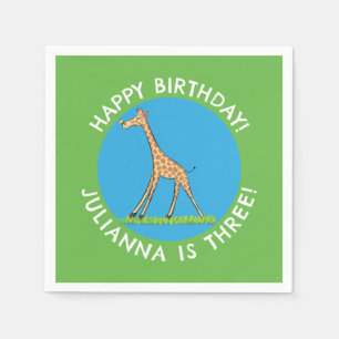 Niedliche Giraffe mit Schmetterling Cartoon Geburt Serviette