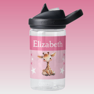 Niedliche Giraffe mit Sternen Kinder pink hinzufüg Trinkflasche
