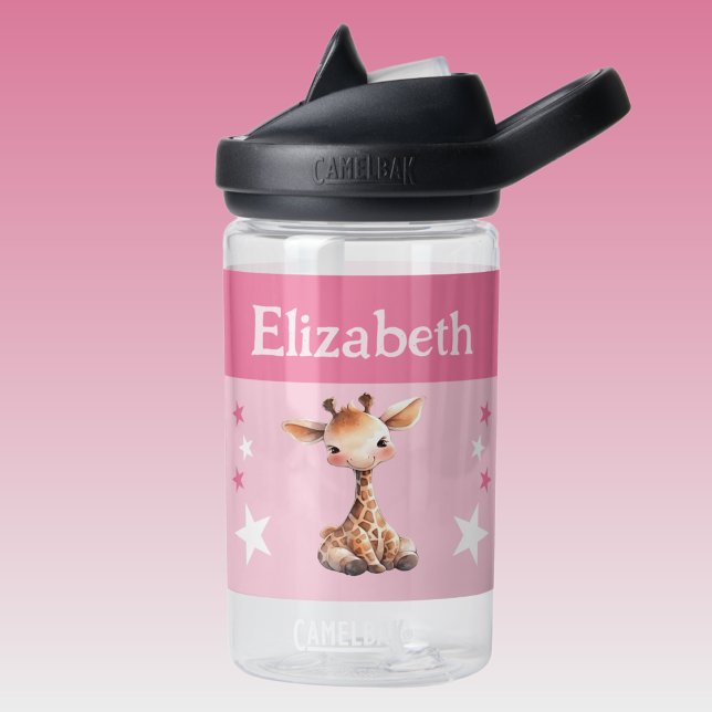 Niedliche Giraffe mit Sternen Kinder pink hinzufüg Trinkflasche (Von Creator hochgeladen)