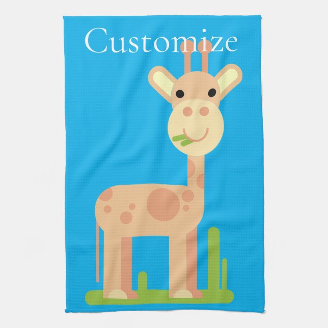 Niedliche Giraffe Munching Thunder_Cove Geschirrtuch (Vertikal)
