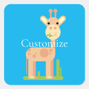Niedliche Giraffe Munching Thunder_Cove Quadratischer Aufkleber
