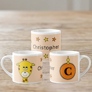 Niedliche Giraffe orange gelb mit Sternen Kind Espressotasse