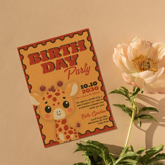 Niedliche Giraffe Orange Kindergeburtstag Party Ei Einladung