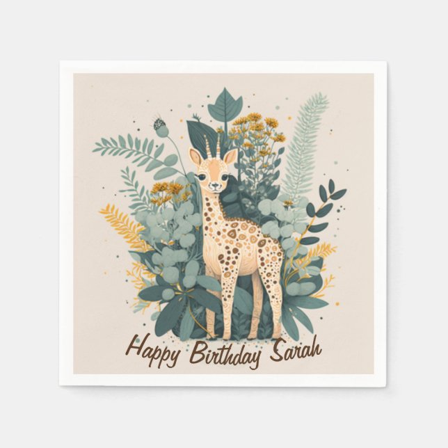 Niedliche Giraffe-Papier-Teller Serviette (Vorderseite)