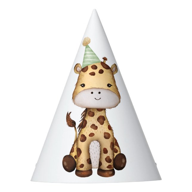 Niedliche Giraffe Party Tier Wild One Safari Gebur Partyhütchen (Vorderseite)