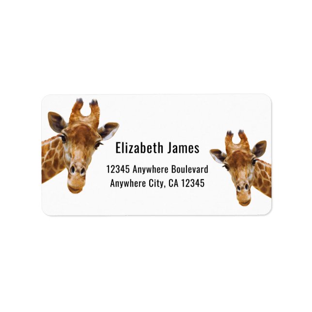 Niedliche Giraffe Personalisierter Name des Tieres Adressaufkleber (Vorne)