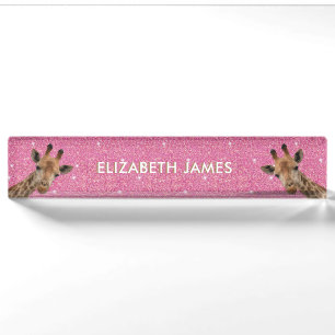 Niedliche Giraffe Personalisierter Name des Tieres Namensplakette
