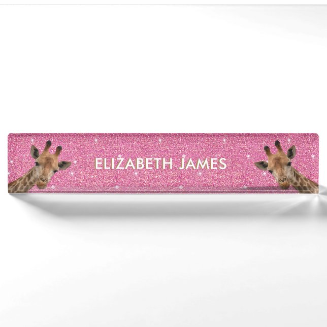 Niedliche Giraffe Personalisierter Name des Tieres Namensplakette (Vorderseite)