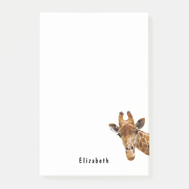 Niedliche Giraffe Personalisierter Name des Tieres Post-it Klebezettel (Vorderseite)
