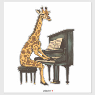 Niedliche Giraffe Piano Giraffen Musikermusik Aufkleber