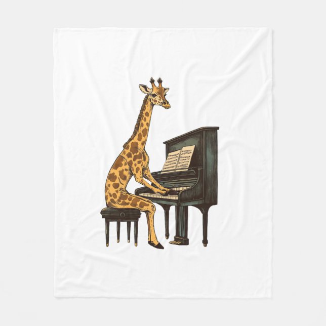 Niedliche Giraffe Piano Giraffen Musikermusik Fleecedecke (Vorderseite)